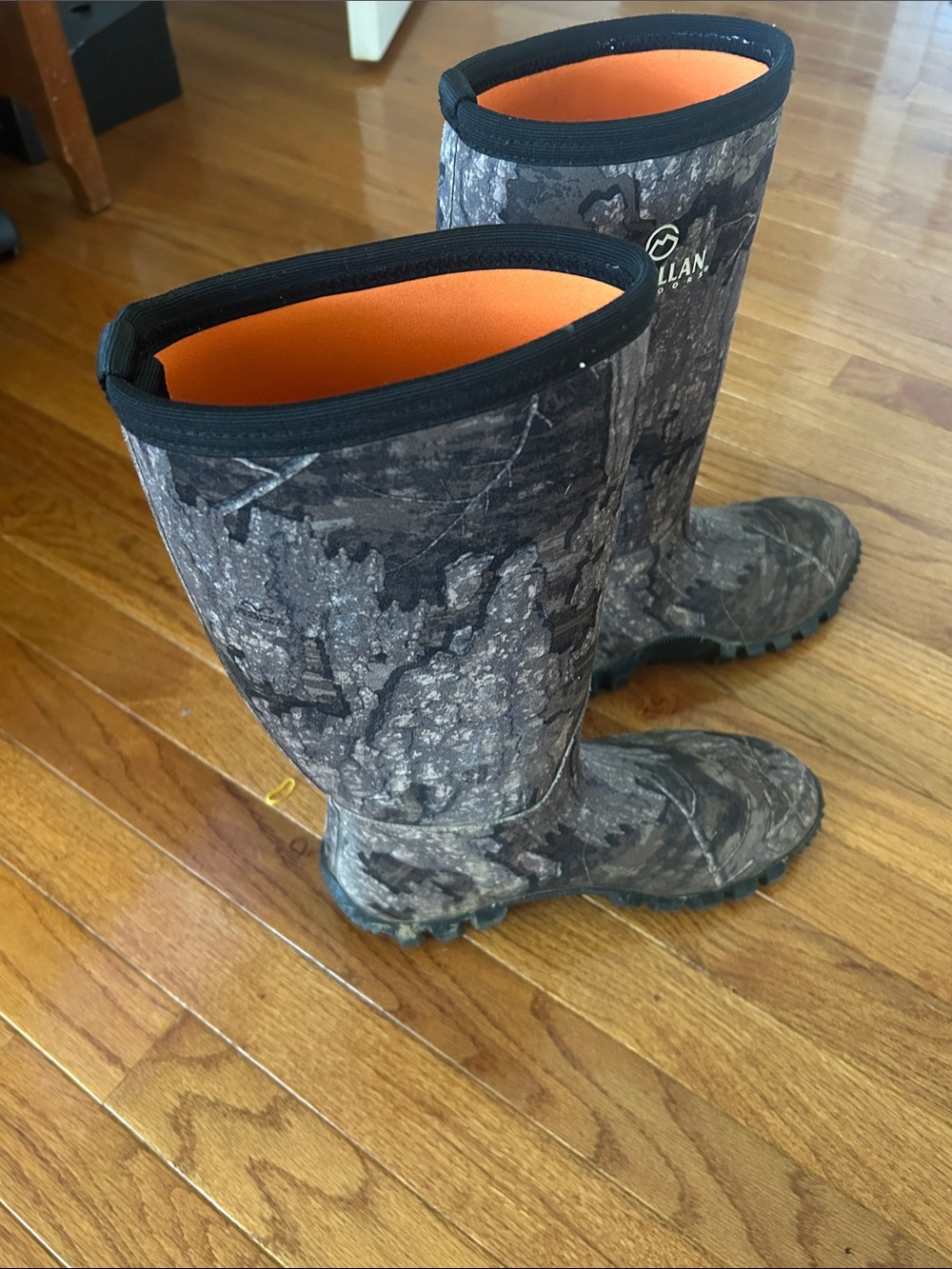 Magellan Outdoors Kids Camo Rain Boots with Orange Liner